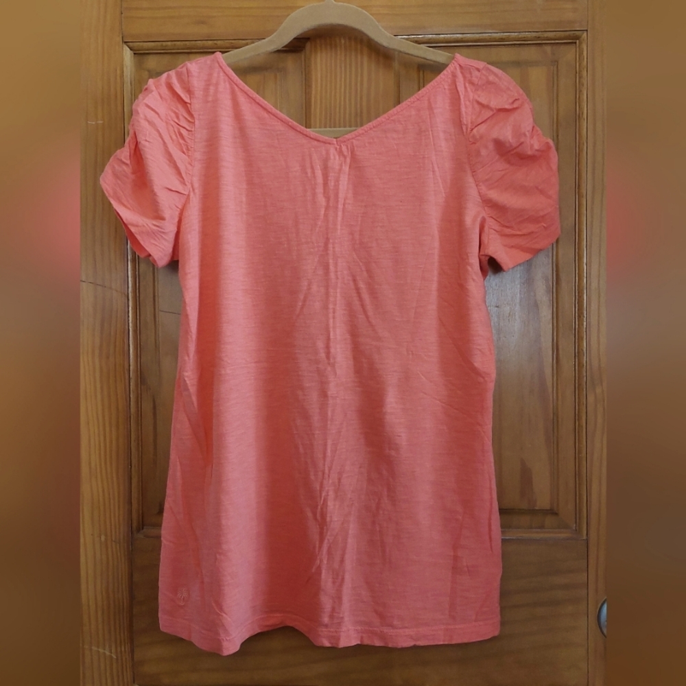 Lily Pulitzer coral rouched SS Sz L